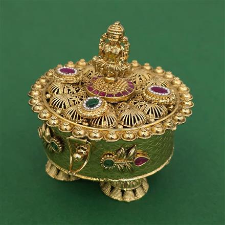 Antique Temple Sindoor Box With Gold Plating