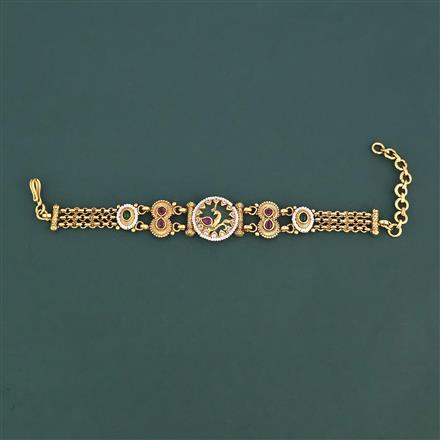 Antique Adjustable Bracelet With Matte Gold Plating
