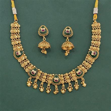Antique Classic Necklace With Matte Gold Plating