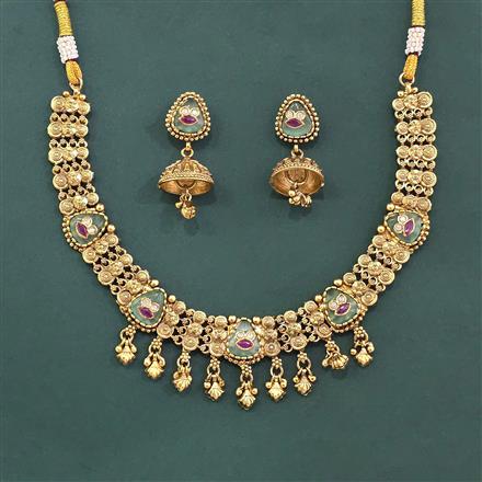 Antique Classic Necklace With Matte Gold Plating