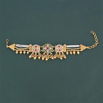 Antique Adjustable Bracelet With Matte Gold Plating