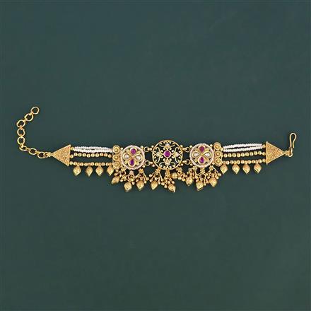 Antique Adjustable Bracelet With Matte Gold Plating