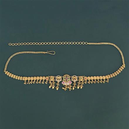 Antique Moti Belt With Matte Gold Plating