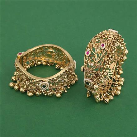 Antique Moti Bangles With Matte Gold Plating