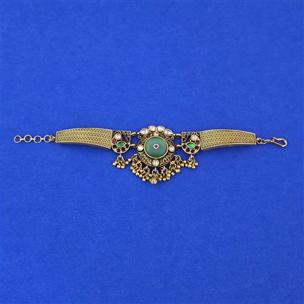 Antique Adjustable Bracelet With Matte Gold Plating