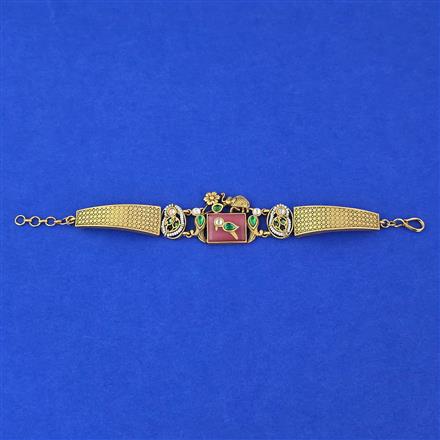 Antique Adjustable Bracelet With Matte Gold Plating