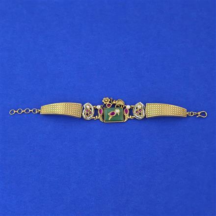 Antique Adjustable Bracelet With Matte Gold Plating