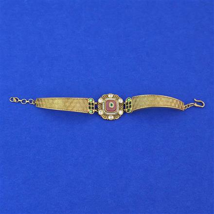 Antique Adjustable Bracelet With Matte Gold Plating