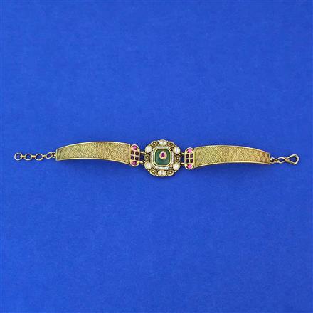 Antique Adjustable Bracelet With Matte Gold Plating