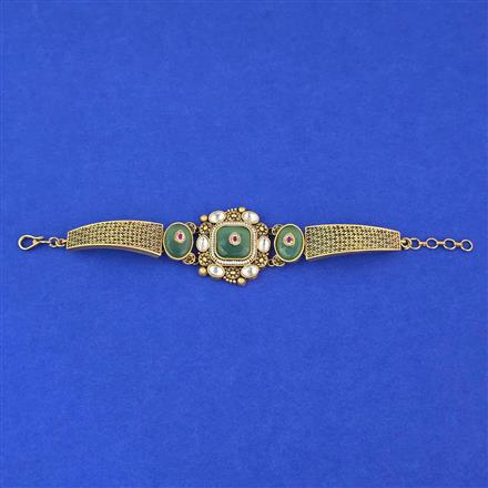 Antique Adjustable Bracelet With Matte Gold Plating