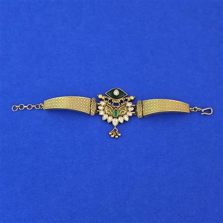 Antique Adjustable Bracelet With Matte Gold Plating