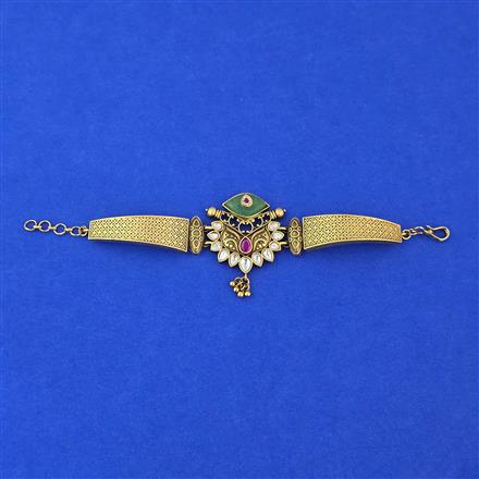 Antique Adjustable Bracelet With Matte Gold Plating