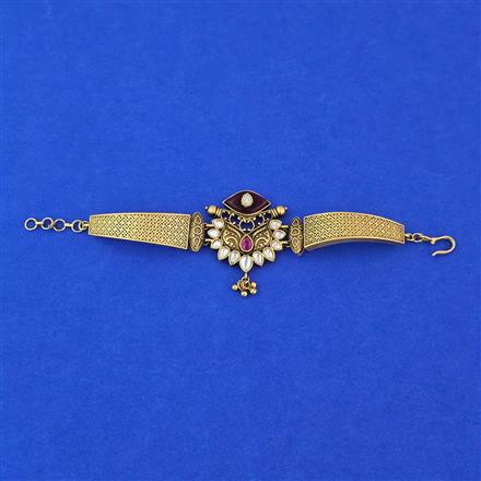 Antique Adjustable Bracelet With Matte Gold Plating