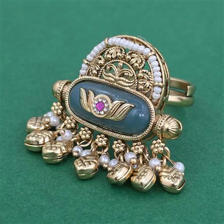 Antique Adjustable Ring With Matte Gold Plating