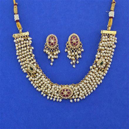Antique Moti Necklace With Gold Plating