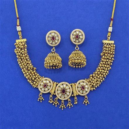 Antique Moti Necklace With Gold Plating