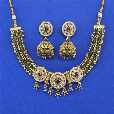 Antique Moti Necklace With Gold Plating