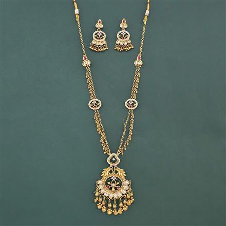 Antique Moti Necklace With Matte Gold Plating