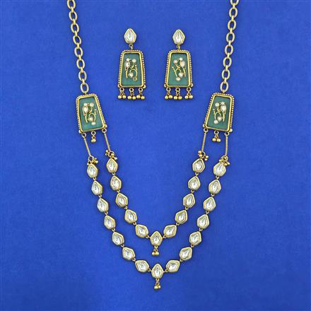 Antique 2 Line Necklace With Matte Gold Plating