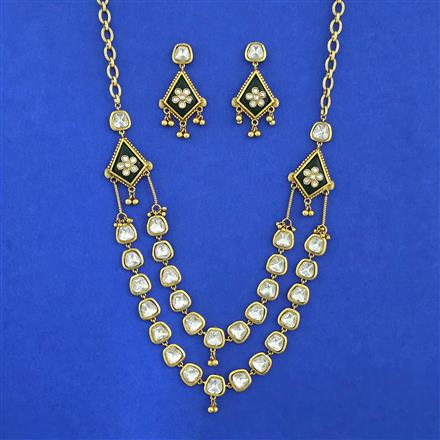 Antique 2 Line Necklace With Matte Gold Plating