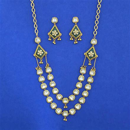 Antique 2 Line Necklace With Matte Gold Plating