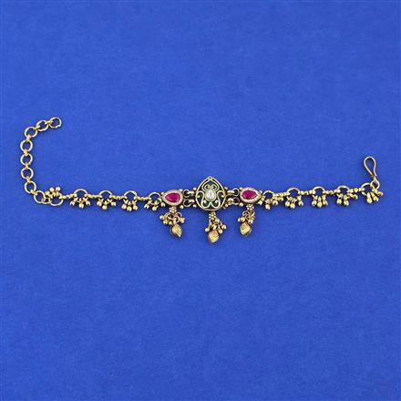 Antique Adjustable Bracelet With Matte Gold Plating