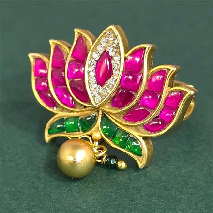 Antique Adjustable Ring With Matte Gold Plating