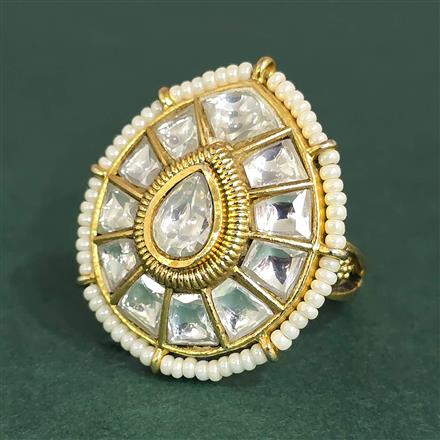 Antique Adjustable Ring With Matte Gold Plating