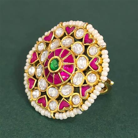 Antique Adjustable Ring With Matte Gold Plating