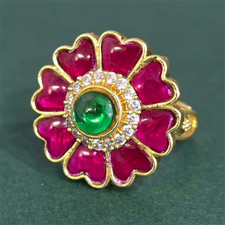 Antique Adjustable Ring With Matte Gold Plating