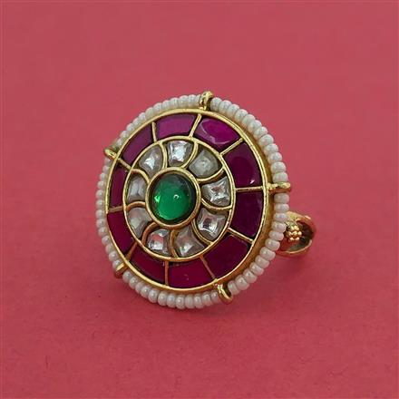 Antique Adjustable Ring With Matte Gold Plating