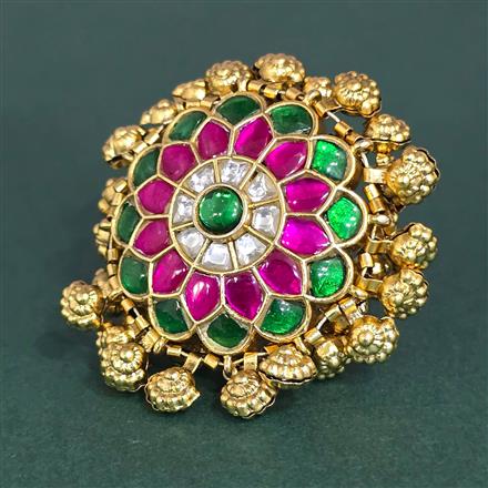 Antique Adjustable Ring With Matte Gold Plating