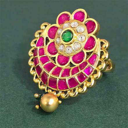 Antique Adjustable Ring With Matte Gold Plating