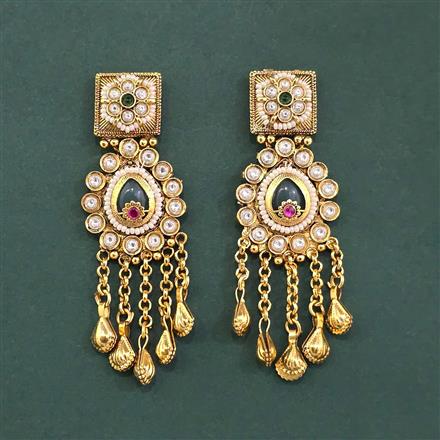 Antique Moti Earring With Matte Gold Plating