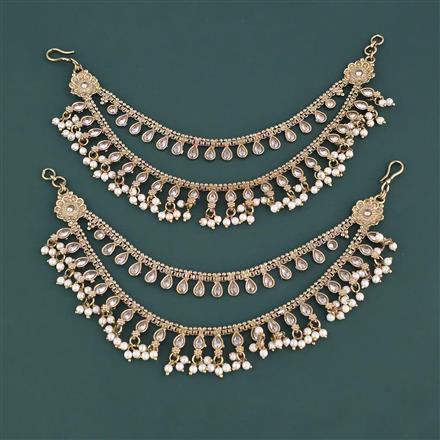 Antique Moti Ear Chain With Mehndi Plating