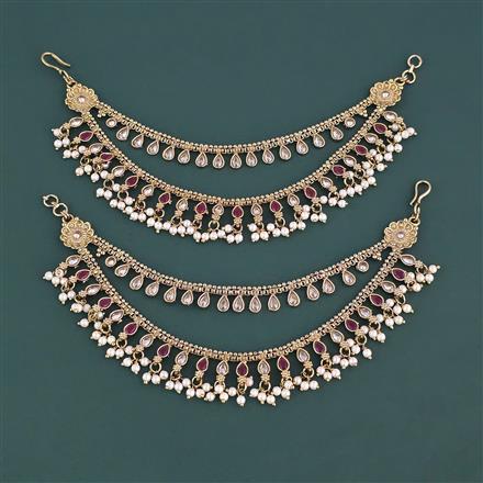 Antique Moti Ear Chain With Mehndi Plating