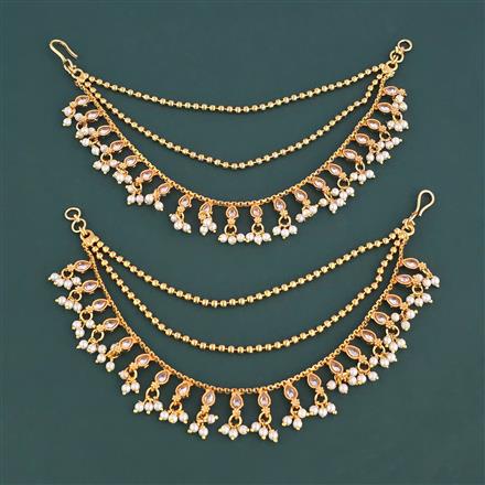 Antique Moti Ear Chain With Gold Plating