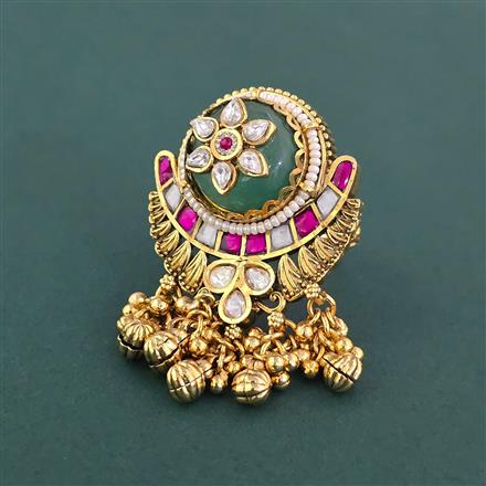 Antique Adjustable Ring With Matte Gold Plating