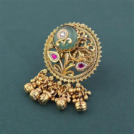 Antique Adjustable Ring With Matte Gold Plating