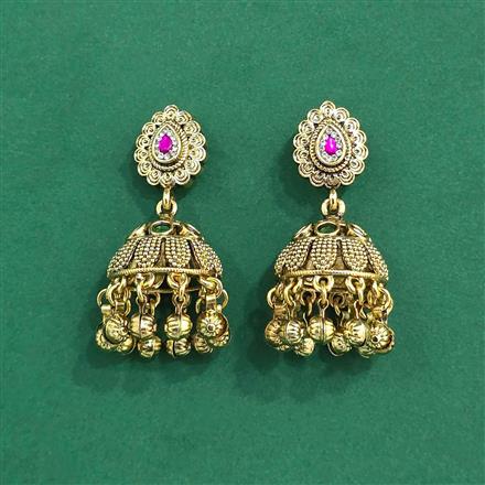 Antique Jhumki With Matte Gold Plating
