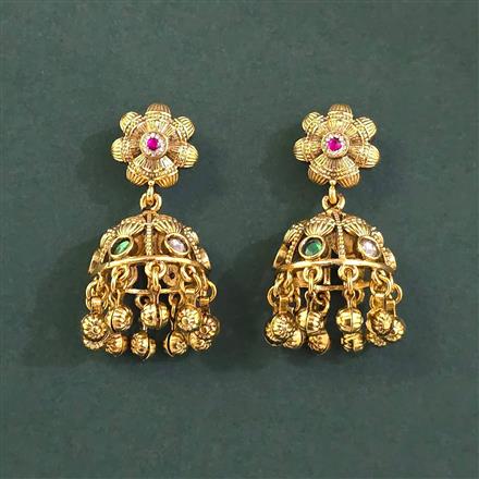 Antique Jhumki With Matte Gold Plating