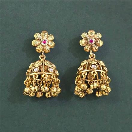 Antique Jhumki With Matte Gold Plating