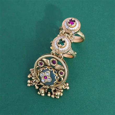 Antique Adjustable Ring With Matte Gold Plating