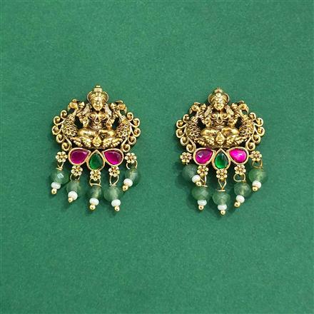 Antique South Indian Earring With Matte Gold Plating