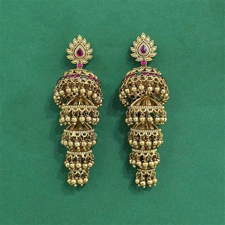 Antique Jhumki With Matte Gold Plating