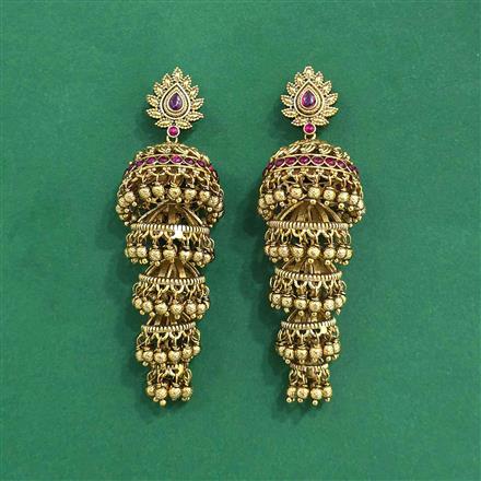 Antique Jhumki With Matte Gold Plating