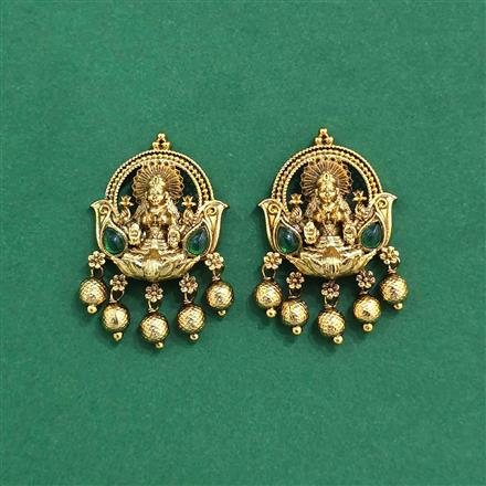 Antique Temple Earring With Matte Gold Plating