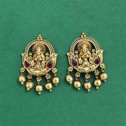 Antique Temple Earring With Matte Gold Plating