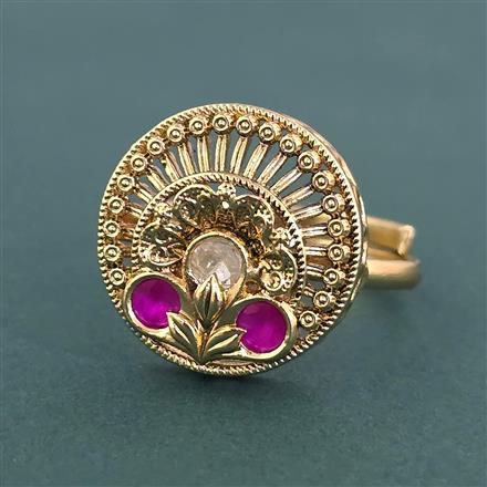 Antique Adjustable Ring With Matte Gold Plating