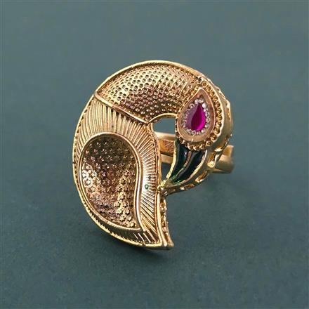 Antique Adjustable Ring With Matte Gold Plating